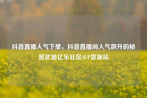 抖音直播人气下单，抖音直播间人气飙升的秘密武器亿乐社区SUP货源站  第1张