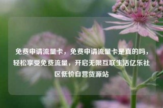 免费申请流量卡，免费申请流量卡是真的吗，轻松享受免费流量，开启无限互联生活亿乐社区低价自营货源站