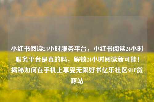 小红书阅读24小时服务平台，小红书阅读24小时服务平台是真的吗，解锁24小时阅读新可能！揭秘如何在手机上享受无限好书亿乐社区SUP货源站  第1张